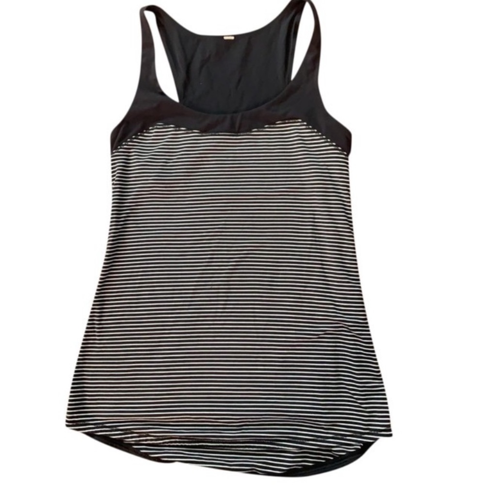 Lululemon Black and White Striped Tank Size 6